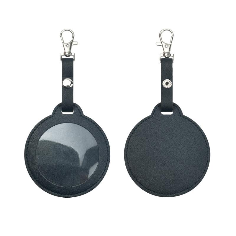 PU Leather Card Holder Cat Ear Design Cute Round Badge Reel For Work Office Travel Luggage Keychain Pendant