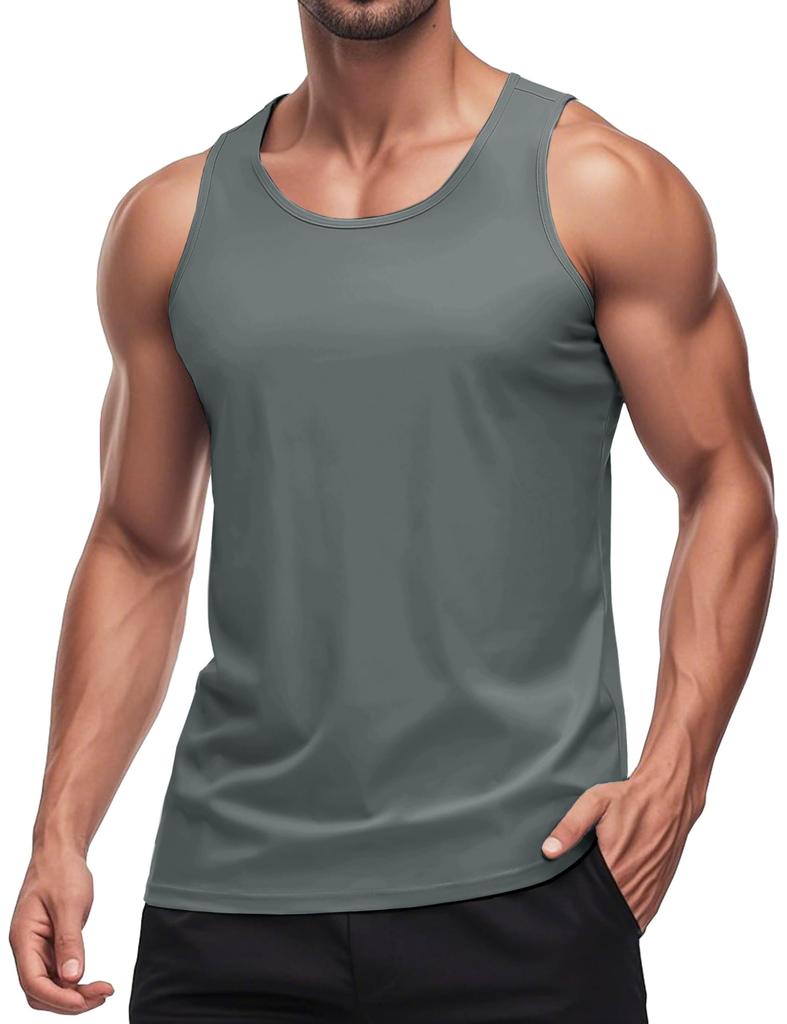 MAGCOMSEN Tank and Perfect for and Summer Dark Size XL Men's Top, Breathable, Cool, Moisture-Wicking, Running, Training, Yoga, Wear, Gray,