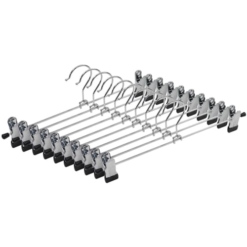 ROROPOCO Trouser Hangers with Skirt Clips, Non-Slip, Suitable for Slacks, Skirts, Denim, Long Skirts, Bottoms, Scarves, Slim Fit, Durable, Space-Savin
