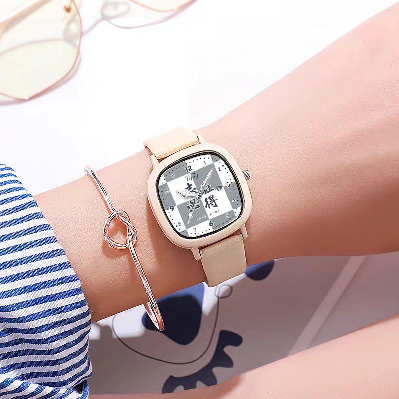 Square Watch High Value Male And Female Niche Design Sense Junior High School Students Pointer To See The Time Quartz