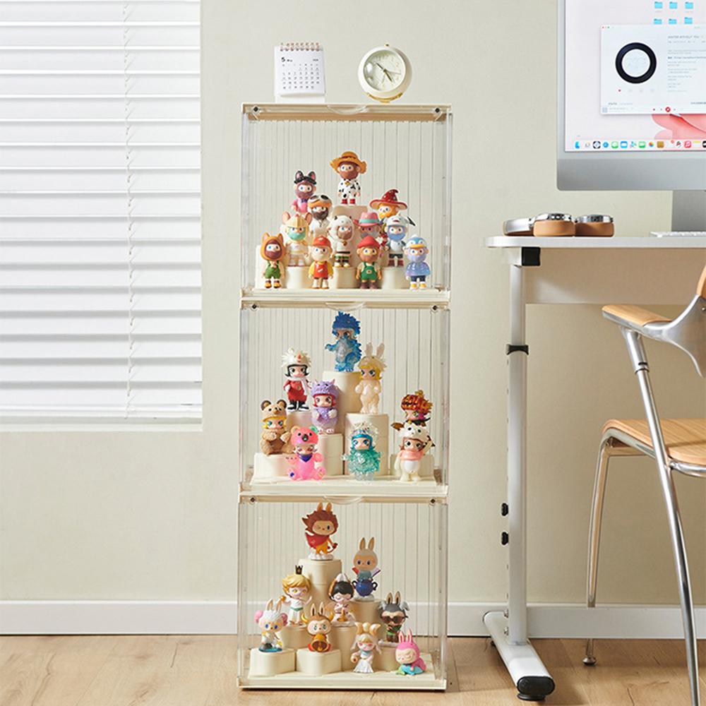 Transparent Plastic Storage Box Living Room Decoration Display Rack Doll Figurine Showcase Storage Organizer Case for Home DIY