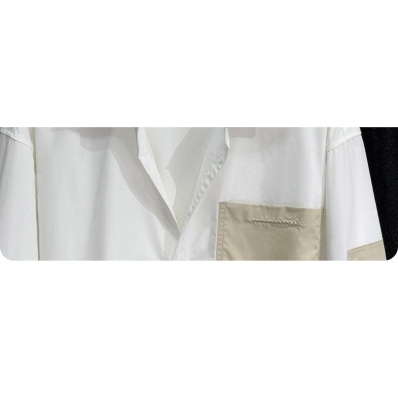 Spring and Autumn Men's Long-sleeved Shirts Fashionable Casual Loose Contrasting Colors Versatile Design Tops