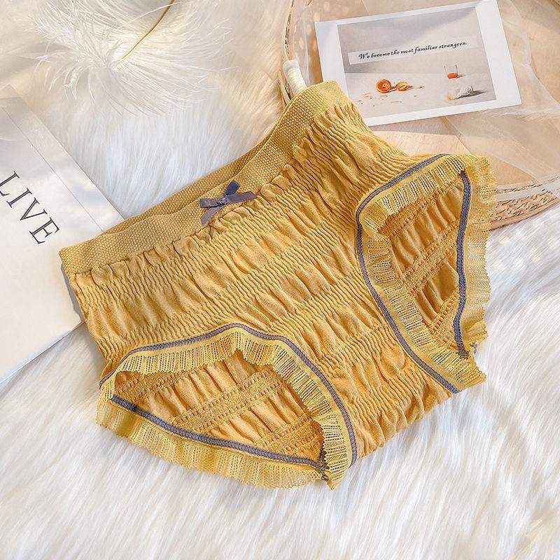 

Нижнее белье для девочек Cloud Bubble Folded с поясной сумкой, антибактериальное, из чистого хлопка, дышащие, кружевные трусики с треугольными чашечками one size