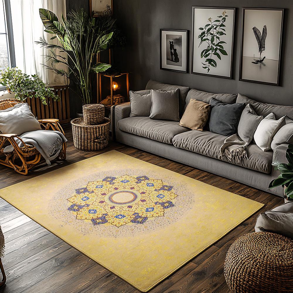 Elegant Persian Area Rug Oriental Carpet Non-Slip Door Mat Vintage Boho Decor Turkish Kilim Modern Home Accent Durable Floor Cov