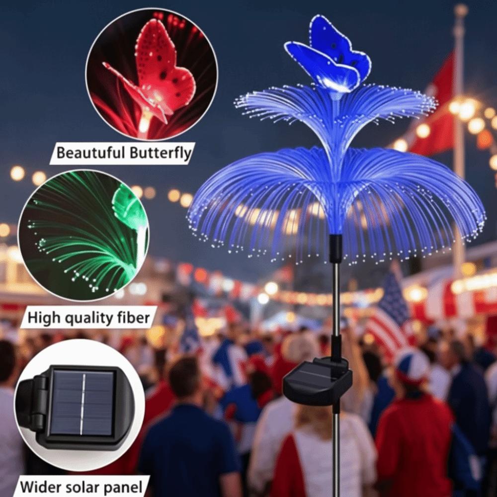 Colorful Outdoor Solar Light Waterproof Fiber Optic Lamp New Solar Jellyfish Lamp  Landscape Light