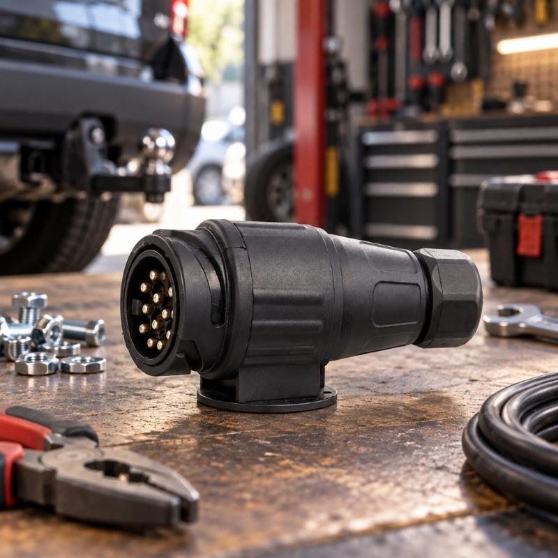 13-Pin Towing Vehicle Coupler for Trailer and Campers Electrical Connections, 12 V European-Style Interface for Lighting and Signal Circuits