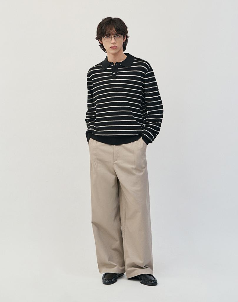 WORK ON BODY OFF Cle Wide Cotton Chino Pants [Beige]