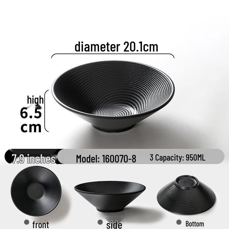 

High-Temp Melamine Black Noodle & Soup Bowl