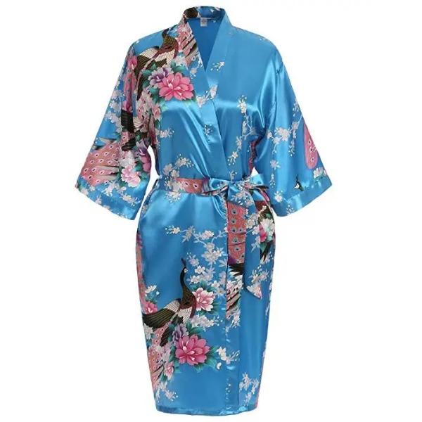 

Свадебный халат из шелкового сатина для невесты и подружек невесты, цветочный банный халат, короткий халат-кимоно, ночной халат, банный халат, модный халат для женщин XL бирюзовый