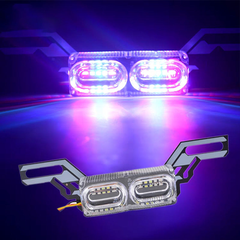 Motorrad Rücklicht LED Pedal Bremslicht Modifiziert mit Explosivem Blinken Warnung Siebenfarbig Kennzeichen Fahrlicht