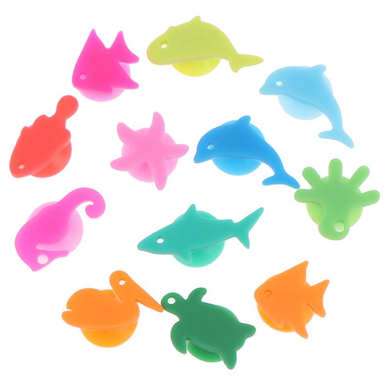 12ks/sada Silikonová značka mořských živočichů na sklenice na víno Identifikátor pohárku na pití