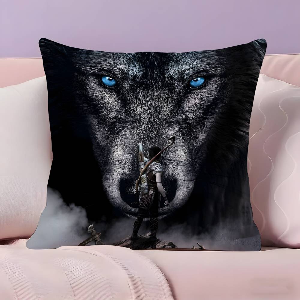 Anime G-God of W-War Ragnarok Pillow Case Anti-dustmite Pillowcase Invisible zipper silky short plush Sofa cushion cover