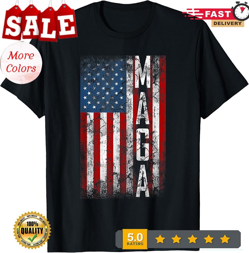 Grunge MAGA American Flag Lover Funny Election Gift Unisex T-Shirt M