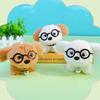 Cartoon Cute Plush Glasses Puppy Keychain Soft Stuffed Dog Bag Pendant Ornaments Car Keyring For Women Girl Teen Party Gift
