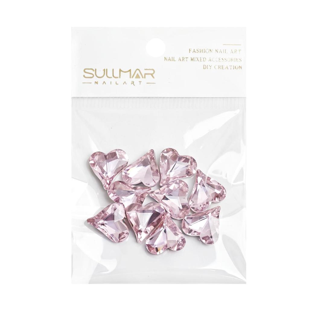 Heart & Square Shaped Nail Art Rhinestones, Peach & Transparent, 10 Pieces
