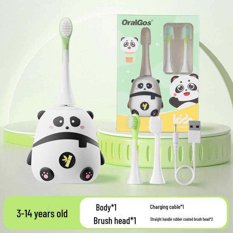 Children's Cartoon Red Panda Electric Toothbrush with Soft Bristles, Ages 3-12.