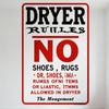 Funny Misspelled Dryer Rules Metal Tin Sign - Vintage Humorous Laundry Room Decor for Home, Bar, Man Cave, Club, Cafe