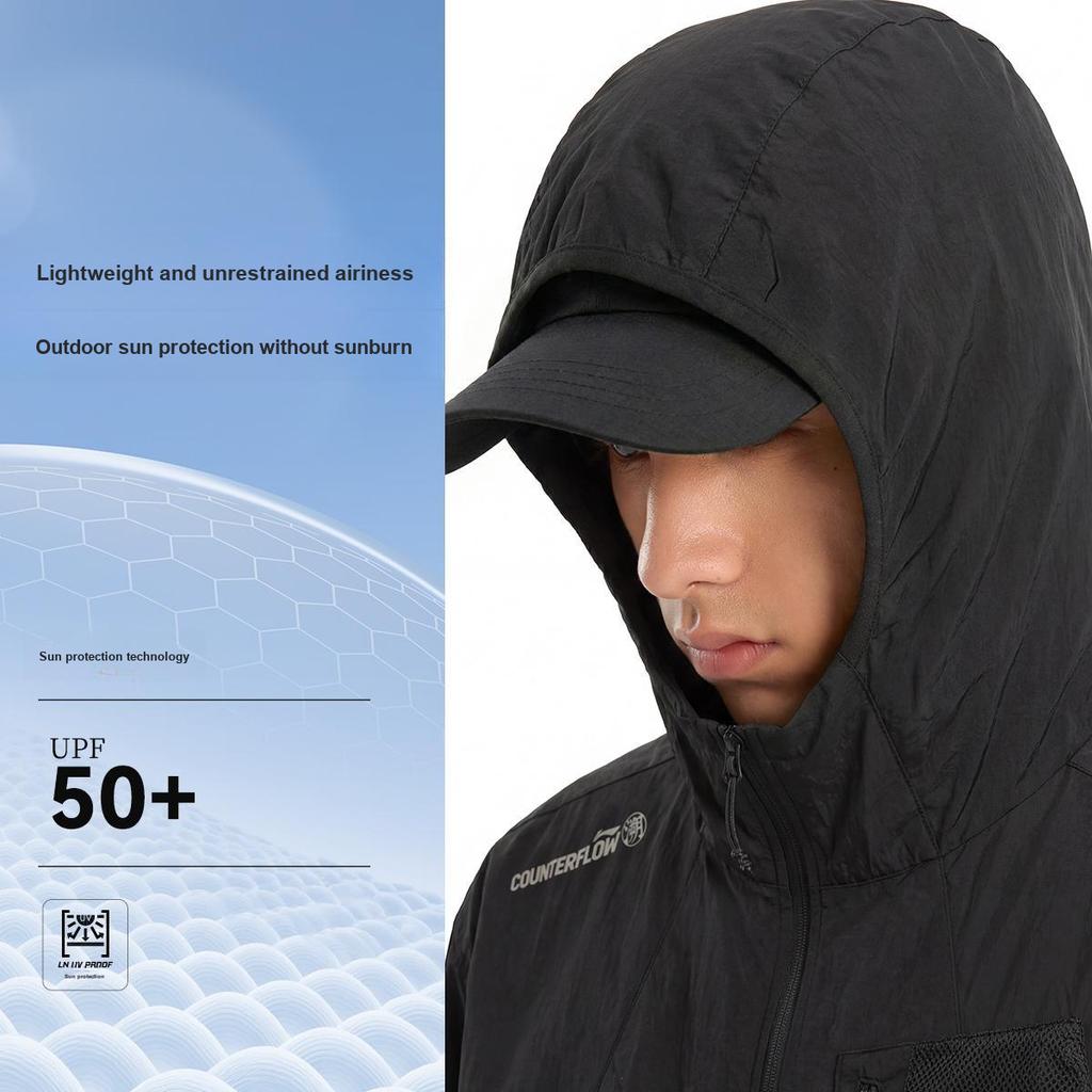 Li-Ning Lightweight Cool Feel Water-Resistant UPF 50+ Sun Protection Outdoor Jacket Men jackets Black AFDW207-3