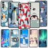 Penguin Kawaii Cute Soft Phone Case For Samsung Galaxy S25 Edge S24 Plus S23 FE S22 S21 S20 Ultra 5G S10 Black Protect Cover