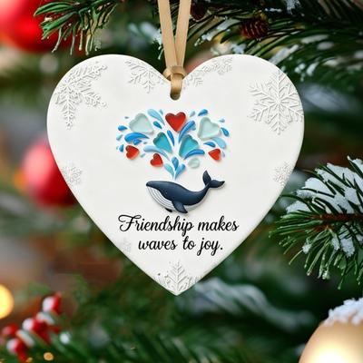 Heart-Shaped Sea Glass Friendship Ornament Handmade Sea Glass Art Christmas Animal Ornament Friendship Keepsake for Best Friends