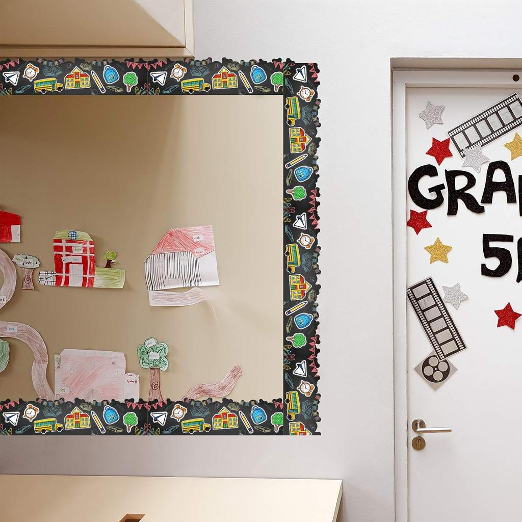 Zonon 64 Pcs Back to School Bulletin Board Borders Summer Back to School Fall Thanksgiving Bulletin Board Borders Trim Decoration Self Adhesive Strip