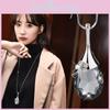 Hänförande Lång Koreansk Stil Vattendroppe Kristall Hänge Halsband För Kvinnor Smycken
