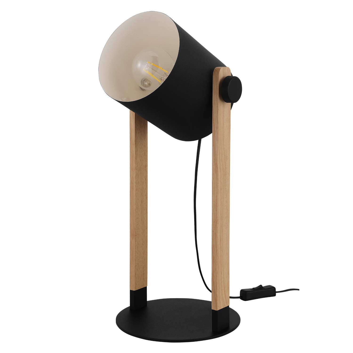 

EGLO LED Table Lamp Cute Scandinavian Wooden HORNWOOD 204423J Indirect Lighting Bright Reading Living Room Study Bedroom Bedside Black/Brown