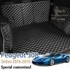 Leather Car Trunk Mats For Peugeot 308 Sedan 2016- Rear Trunk Floor Mat Tray Carpet Mud