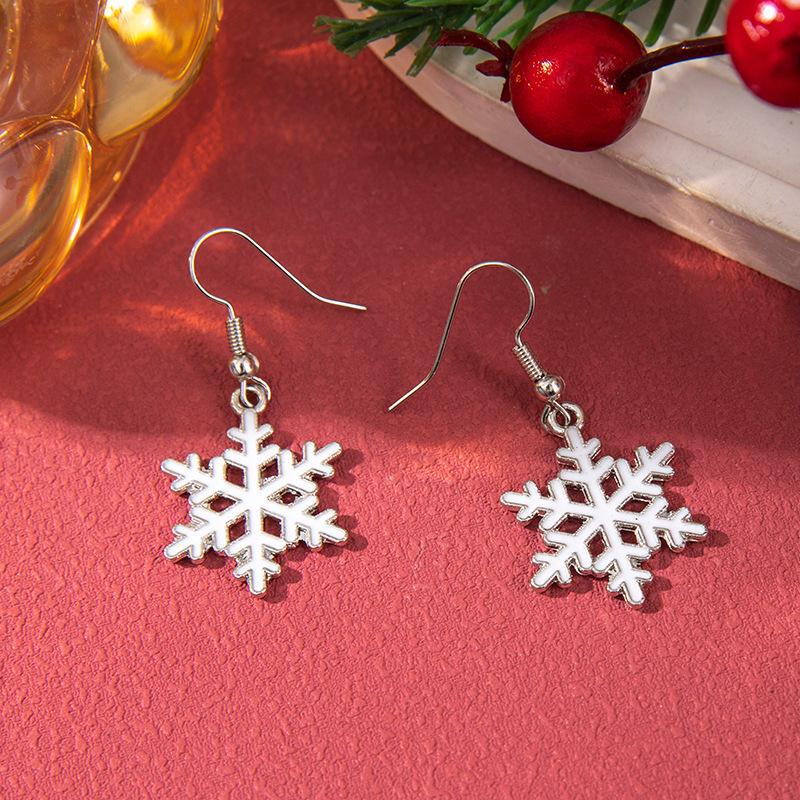Europäische und amerikanische Weihnachts-Steckohrringe 1 Paar Kombinationsset Schneeflocke Elch Weihnachtsbaum Legierung Atmosphäre Ohrringe Ohrringe Schmuck
