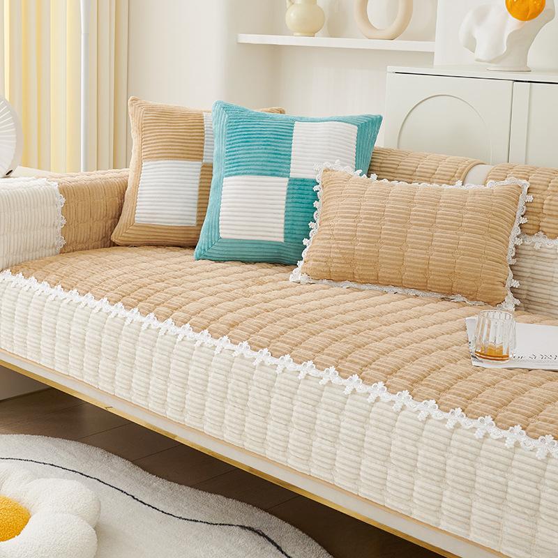 Sofa Cushion Plush Simple Modern Non-Slip Seat Cushions Four Seasons Universal Winter Leather Sofa Cover Towel Backrest Cover Cloth