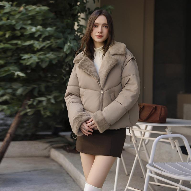 Thickened cotton clothes, winter suits, short loose cotton-padded clothes, women's sleeves, new jackets, removable mouth fluff