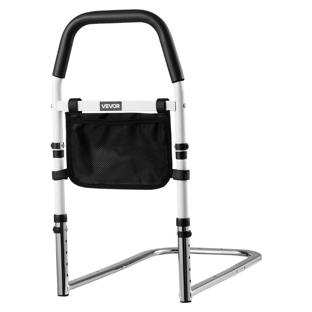 Bed Rail for Elderly, Bedside Assist Rails with PU Handrail, Adjustable Height Pipe Bedside Cane, High-Strength Carbon Steel Bed Bars for Seniors &
