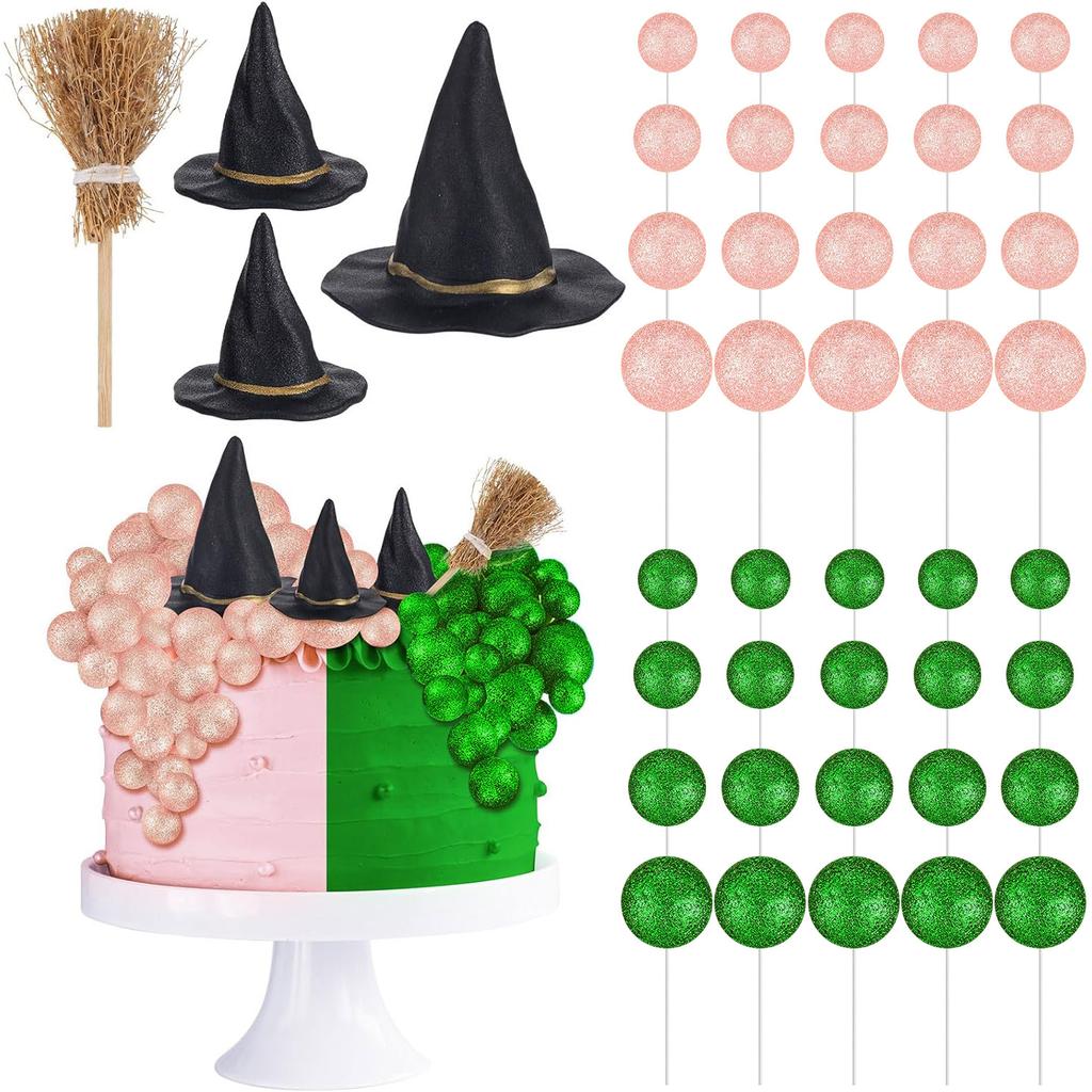 Witch Cake Topper Witch Hat Crown Cake Decorations With Mini Foam Balloon Picks Witches Theme Party Supplies for Halloween
