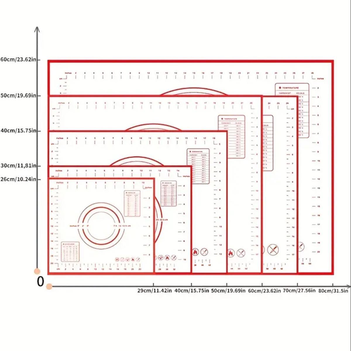 

Силиконовый коврик для замешивания, выпечки и измельчения Xuanjun Platinum, утолщенный, 40x60 см 26*29cm красный