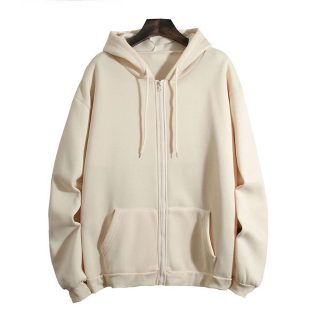 Women's Loose Hooded Sweatshirt Zipper Cardigan Jacket