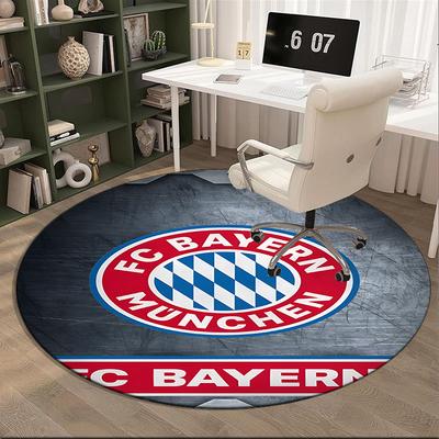 1 Stück runder Teppich FC Bayern München Wappen Aufdruck Runder Teppich für den Wohnbereich, Teppich für Heimbüro, Runder Stuhlunterleger, Dekorativer Teppich Fan Geschenke Weihnachtsgeschenk