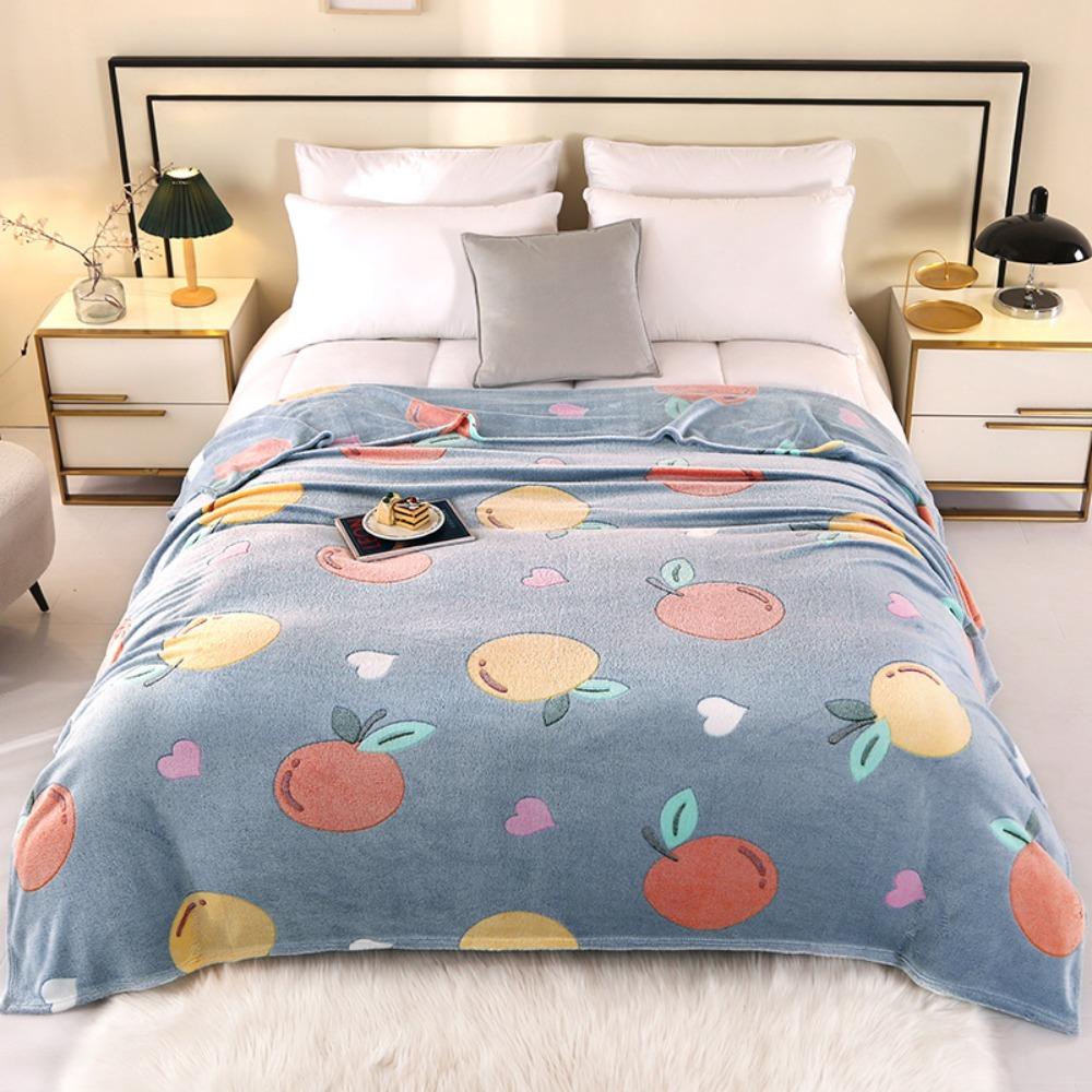 Shawl Warm Floral Flannel Blanket Skin-friendly Soft Throw Blanket No Shrinkage Cozy Nap Blanket Office