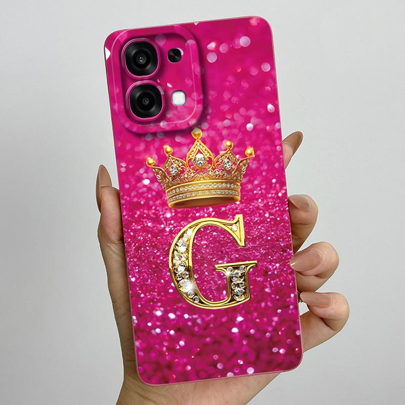 For Oppo A6 Pro 2025 Fashion Initial Letter Couple Phone Case for Oppo A6 Pro A6Pro 4G 5G Soft Silicone TPU Lens Protective Case