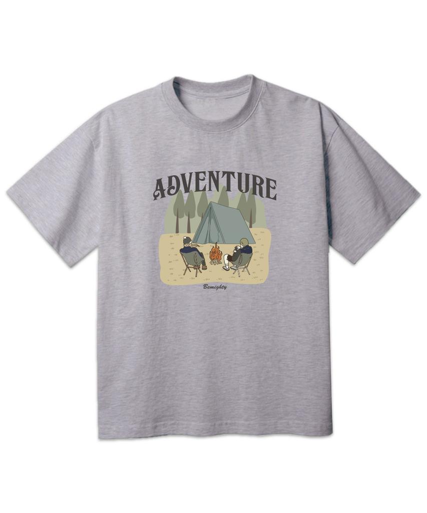 BEMIGHTY Secluded Camping Oversized Short Sleeve T-Shirt [Dark Gray]