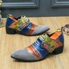 New Men British Trend Charm Mixed Color Pointed Height Increasing Shoes Male Dress Wedding Homecoming Footwear Zapatos Hombre