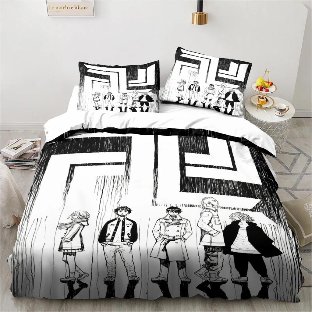 Anime Tokyo Revengers Ryuguuji Ken Sano Manjiro Bettbezug Cartoon Bettwäschesets Bettset Steppdecke Bettdeckenbezüge Heimtextilien