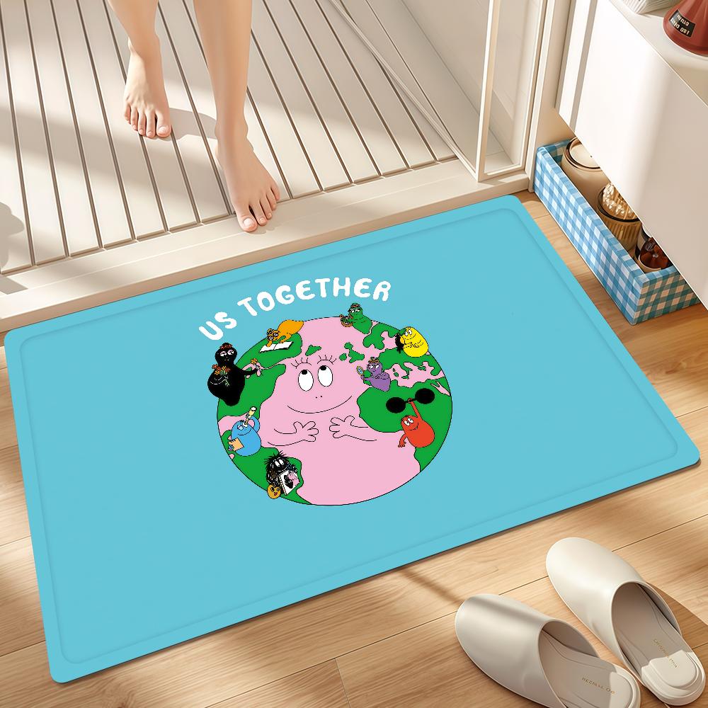 Door Mat Bedside Entrance Bath Floor B-Barbapapa Decoration Corridor Cartoon Door Mat Carpet Living Room Cute Balcony