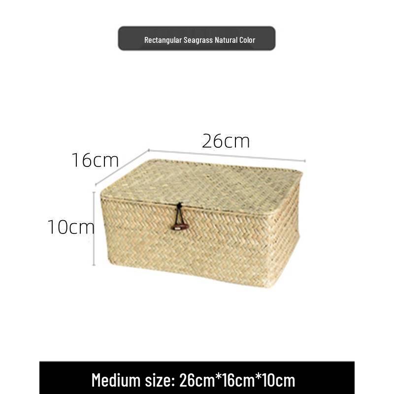 Japanese Style Bamboo Woven Storage Box with Lid - Haili Rattan Souvenir Basket