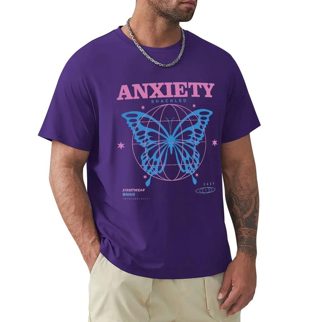 Anxiety, Butterfly Design T Shirt Harajuku Short Sleeve T-shirt 100% Cotton Graphics Tshirt Tops