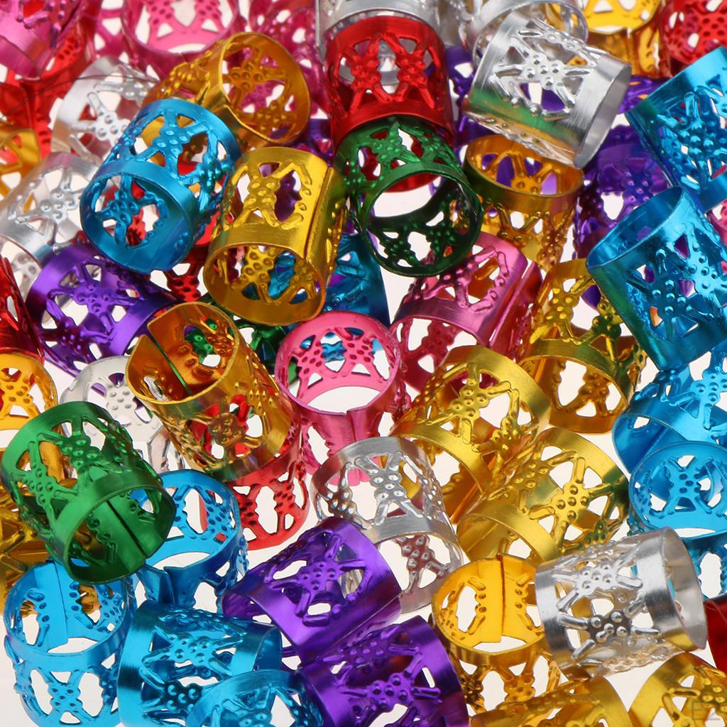 Lots 150 Pieces Colorful Hair Beads Dread Braid Pins Rings Clips DIY Cuff Jewelry for