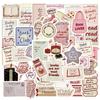 10/30/50pcs Retro Pink Bookish Aesthetic Stickers Cartoon Creative Decals Scrapbook Phone Suitcase Diary Graffiti Sticker Decor