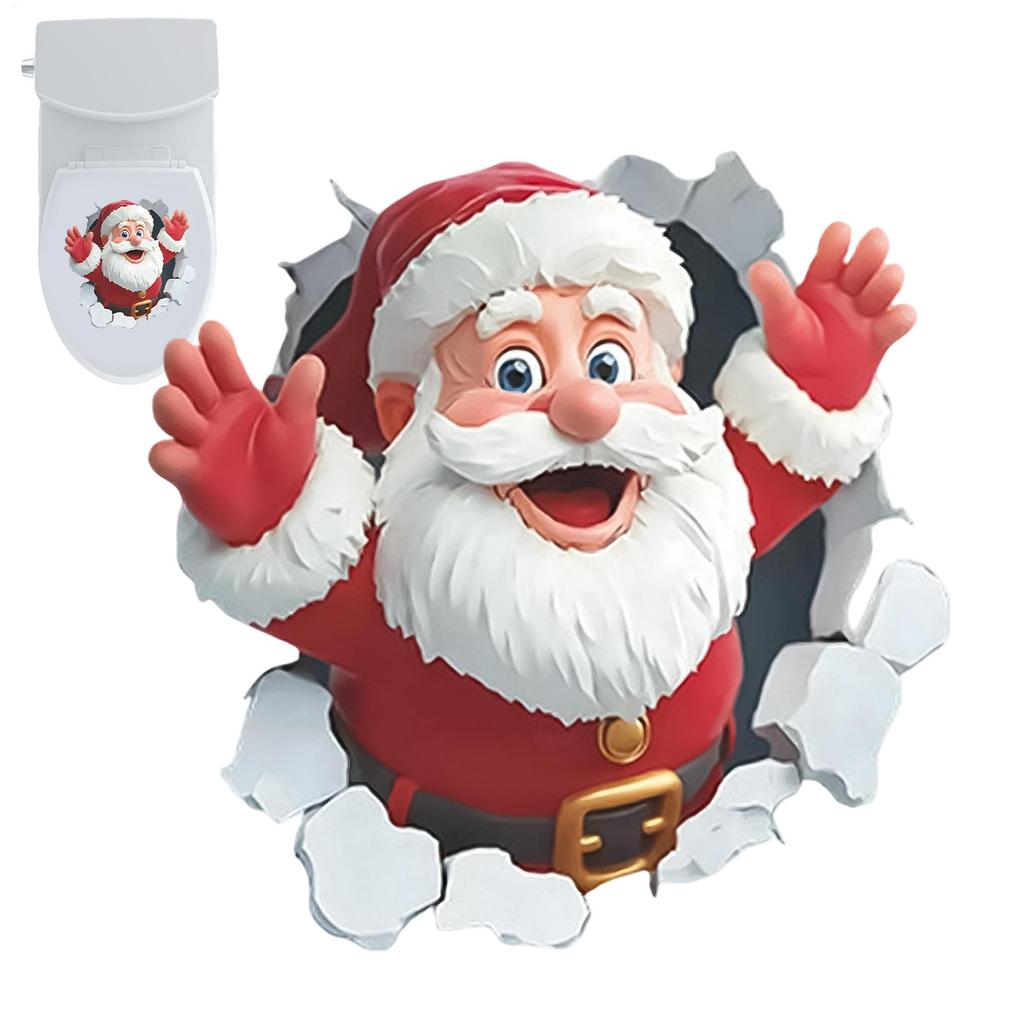 24x24cm Christmas Wall Stickers PVC Self-Adhesive Removable Santa Claus Santa Breaking Effect Wall Stickers For Bathroom Kitchen