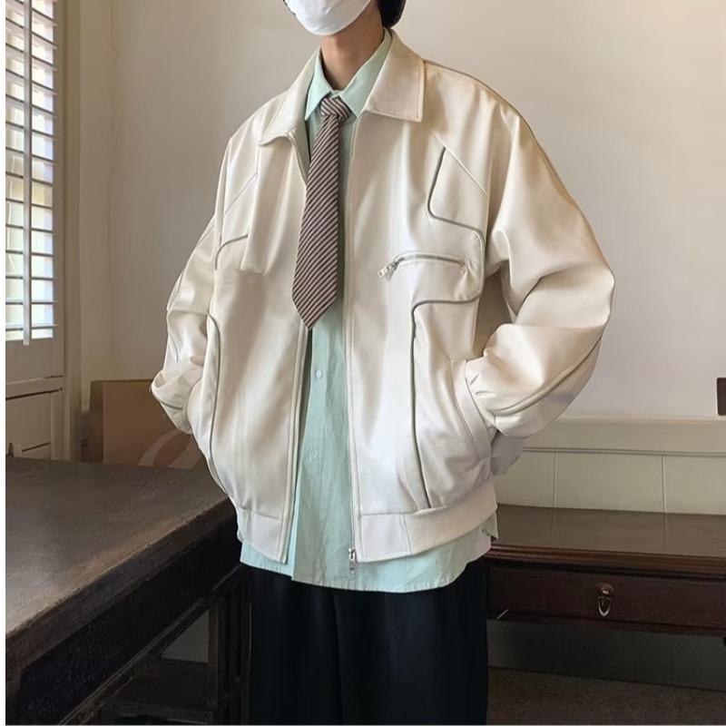 American Retro Black Leather Motorcycle Jacket - Trendy Spring/Autumn Riding Gear