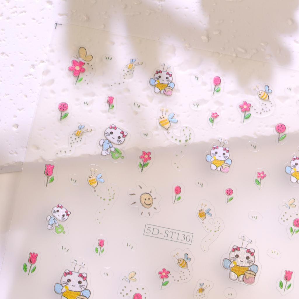 Sweet and Cute Cartoon Nail Sticker Hello Kitty Cat Manicure Sticker Japanese Girl Style Manicure Sticker