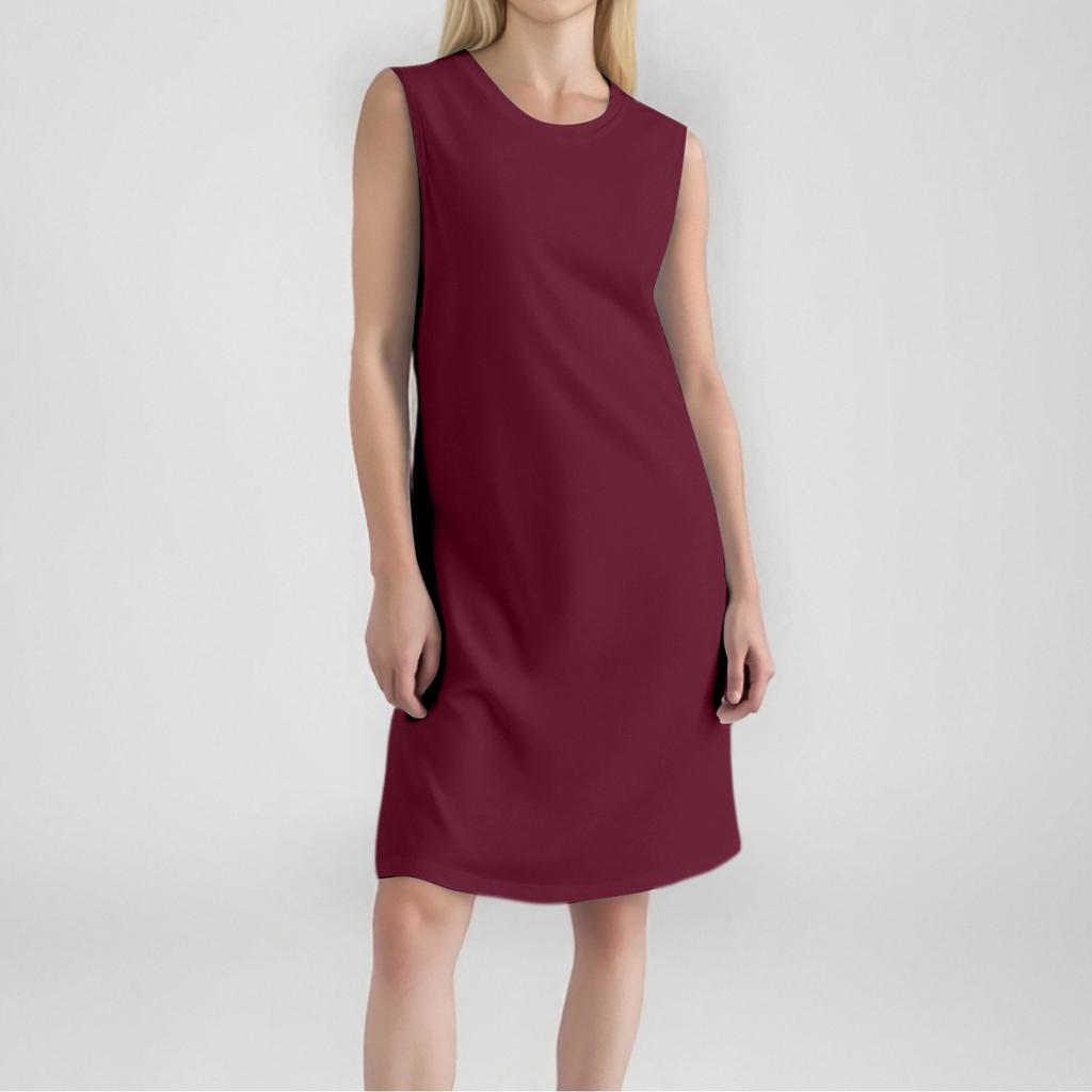 Women's Fashion Casual Color Round Neck Sleeveless Short Dress